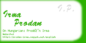 irma prodan business card